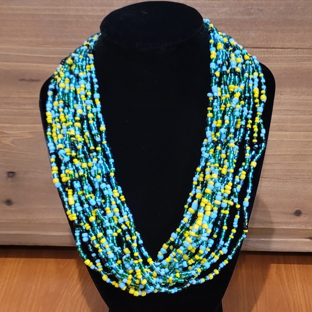 Beaded Chunky Statement Necklace - image 1